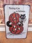 Метална табела разни Мисля за теб на Хелоийн тиква котка бонбони печена, снимка 1 - Декорация за дома - 43461720