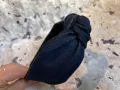 Тъмносиня дънкова диадема Диадема с възел деним, снимка 4