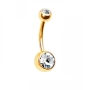 Златен пиърсинг на пъп с кристали, снимка 6