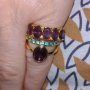Луксозен троен пръстен Виолетов Цирконий, снимка 1
