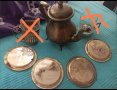 Арабски чайник с чинийки, снимка 1 - Чинии - 42614283
