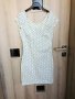 Бяла рокля на зелени точки , снимка 1 - Рокли - 37595399