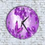 Стенен Часовник - Красиви Лилави Пеперуди и Цветя, снимка 1 - Стенни часовници - 40131462