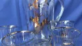 Ретро комплект за безалкохолно, вода, вино, кана и 4 чаши, златни шарки, кантове, снимка 5