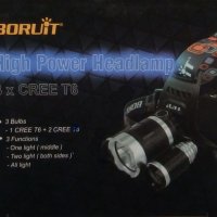 Супер мощен LED челник, акумулаторен, 3 LED диода Boruit със ZOOM, USB зареждане, снимка 4 - Къмпинг осветление - 38596003