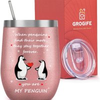 Коледен подарък за жена - термочаша с капак "Ти си моят пингвин", снимка 1 - Други стоки за дома - 43121295