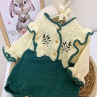 🐰Детски гащеризон - пуловер с бродерия цветя🐰 , снимка 1 - Комплекти за бебе - 43956831
