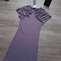 Нова лилава памучна рокля с капси на намаление, снимка 1 - Рокли - 27754225