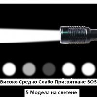 Мощен акумулаторен метален CREE LED T6 фенер със зуум функция, снимка 7 - Къмпинг осветление - 32844187