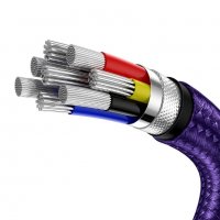 Type-C към Type-C кабел BASEUS, 5A, 100W, 2m, Fast charge – лилав, снимка 2 - USB кабели - 32942022
