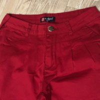 Червен дамски панталон Flora, размер M, снимка 1 - Панталони - 35162896