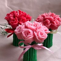 Ръчно изработени ароматни свещи”Букет от рози”, снимка 3 - Декорация за дома - 39399099
