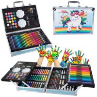 Комплект за рисуване,флумастри,моливи,пастели,бои в метален куфар за деца,художник, снимка 4 - Рисуване и оцветяване - 43466691