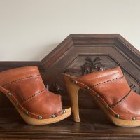 Чехли тип сабо, Естествена кожа , на ток, снимка 2 - Дамски елегантни обувки - 43394521