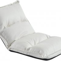Сгъваема седалка кожена бяла Homcom внос от Германия, снимка 1 - Дивани и мека мебел - 34786407