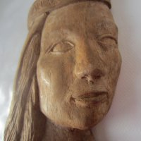Дърворезба жена глава пано, снимка 1 - Статуетки - 39490484