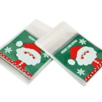 50 бр Дядо Коледа зелени коледни опаковъчни пликчета торбички за дребни сладки ръчна изработка, снимка 2 - Други - 43489003