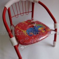 Стол детски с метални крака, облегалка и картинка в червено, снимка 1 - Мебели за детската стая - 32483298