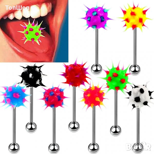 Таралежки / Обеца за език / Пиърсинг обици за език, снимка 1