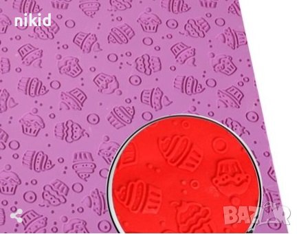 Мини кексчета мъфини грамаден силиконов молд подложка килим текстура релеф дантела декор торта, снимка 1