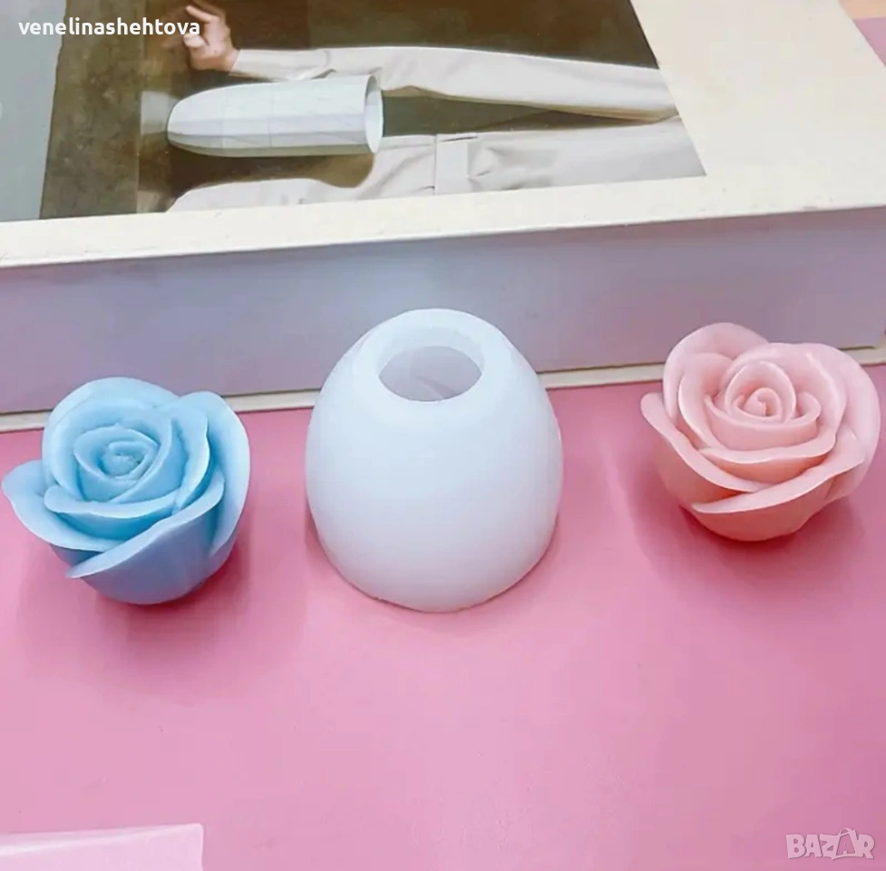 3D полуразцъфнала роза силиконов молд форма свещи гипс сапун смола фондан декорация торта , снимка 1