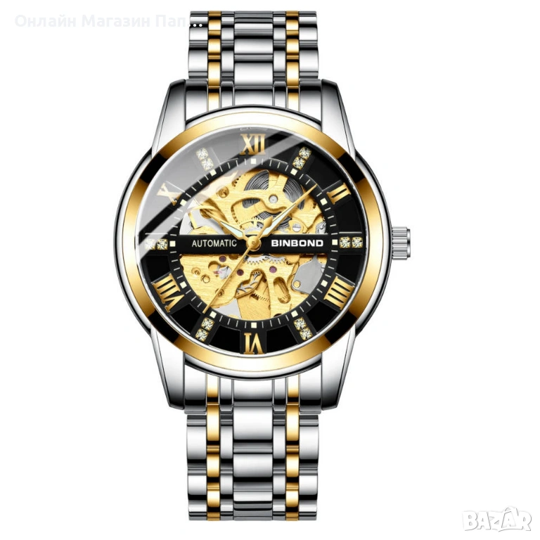 BINBOND 6020 мъжки автоматичен механичен скелетон часовник, снимка 1