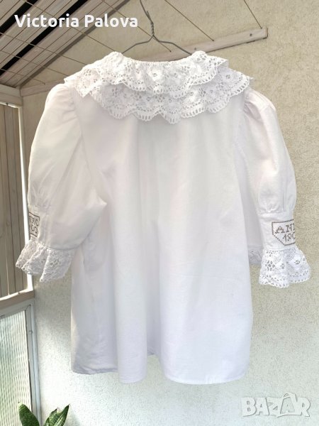 Ексклузивна риза(блуза),лен,кроше., снимка 1