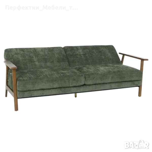 ПРОМО!Диван 3местен разтегателен,зелена плюш дамаска и супер комфортен, снимка 1