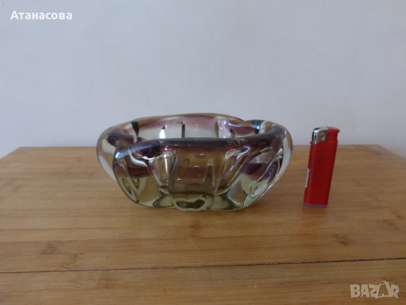 Голям стъклен пепелник Мурано 1970 г, снимка 1