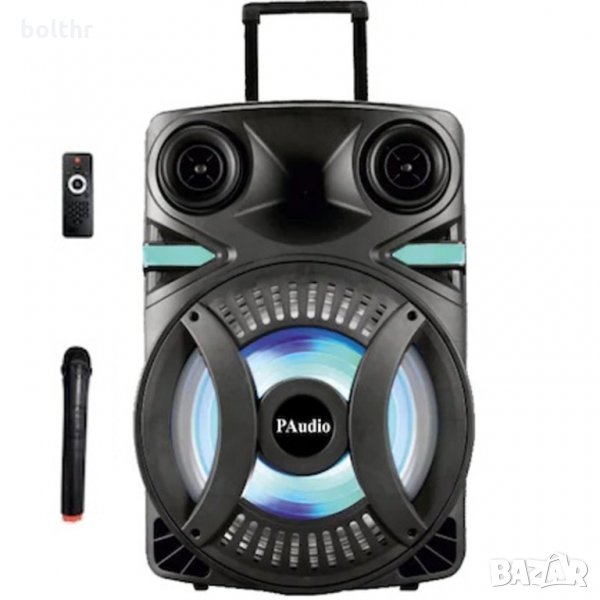 Караоке Тонколона PA-152, 15 инча, Безжичен Микрофон, Акумулатор, Bluetooth, FM радио, USB, Карта па, снимка 1