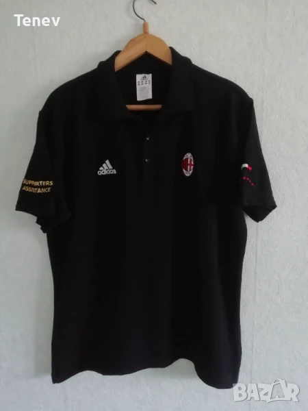 AC Milan Adidas 2XL памучна оригинална поло черна тениска Милан Supporters XXL , снимка 1
