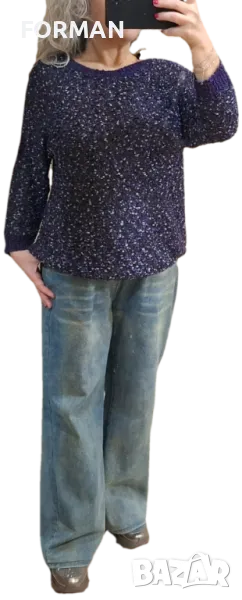 Блуза от рехаво плетиво - лилаво-сребристо букле, снимка 1