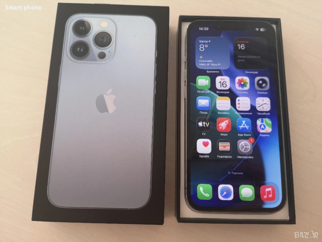 Iphone 13 Pro Sierra Blue-128gb /100 %Battery health , снимка 1