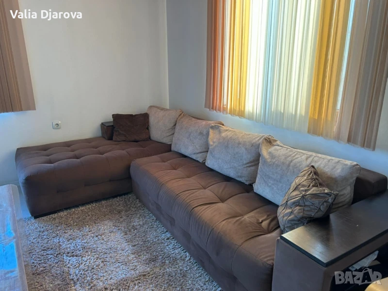 холов ъглов диван + таборетка + етажерки , снимка 1
