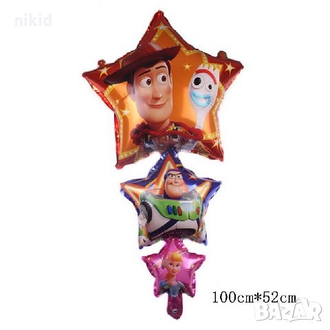 3 звезди Toy Story Играта на играчките фолио фолиев голям балон хелий или въздух рожден ден парти, снимка 1