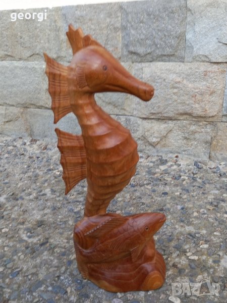 Красива дърворезба на морско конче и риба    18/2, снимка 1