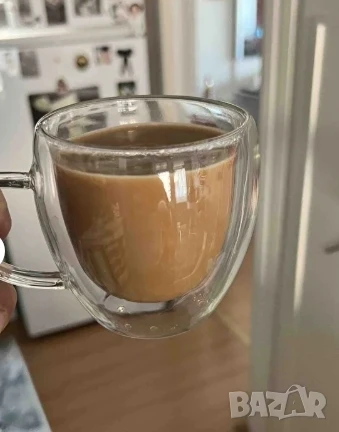 Стъклена чаша за кафе с двойно дъно 200ml, снимка 1