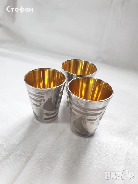 Посребрени чашки с позлата , снимка 1