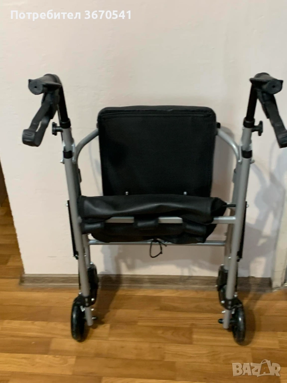 Ролатор/ проходилка с 4 колела, седалка, облегалка и торба – нов, неизползван, снимка 1