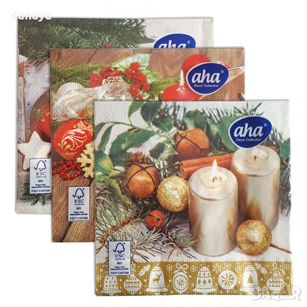 2545 Коледни салфетки за маса, трипластови, 20 броя в пакет, снимка 1