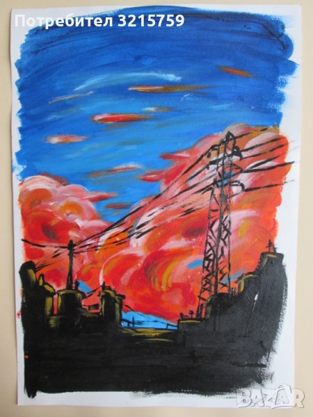 Картина, масло, картон,подпис,43х30см., снимка 1