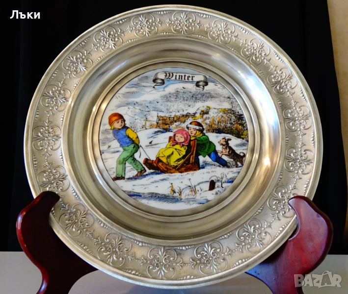 Калаена чиния,пано с картина Зима. , снимка 1