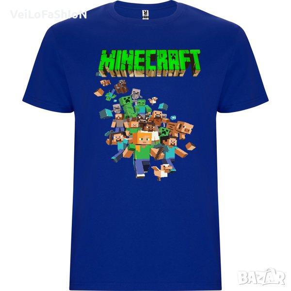 Нова детска тениска Minecraft (Майнкрафт) в син цвят, снимка 1