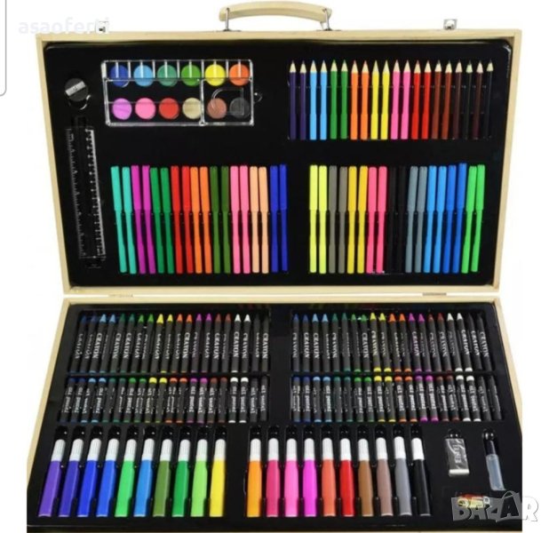 Комплект за рисуване 180 части, моливи, пастели, акварел, снимка 1