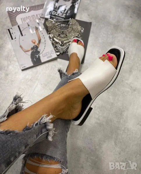 Равни чехли - бяла кожа, снимка 1