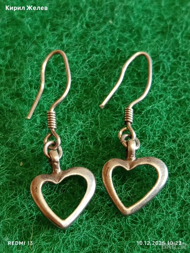Романтични висящи сребърни обеци във формата на сърце ❤️ стил и елегантност 48089, снимка 1