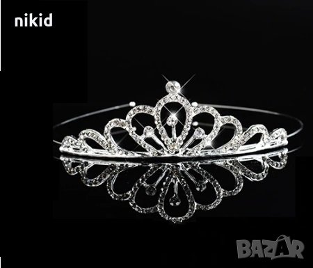 Мис сребърна с камъчета корона диадема венец детска дамска , снимка 1