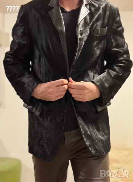 Мъжко яке тип сако от естествена кожа с косъм пони, снимка 1