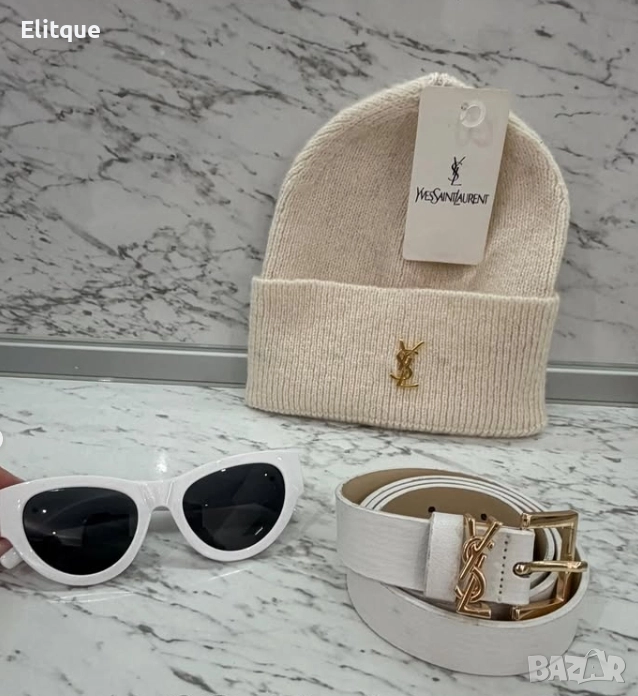 Дамски комплект шапка, очила и колан ysl saint laurent, снимка 1