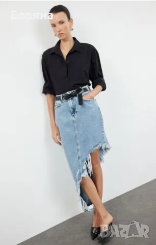 Trendyol нова с етикет асиметрична дънкова пола, снимка 3 - Поли - 49062945